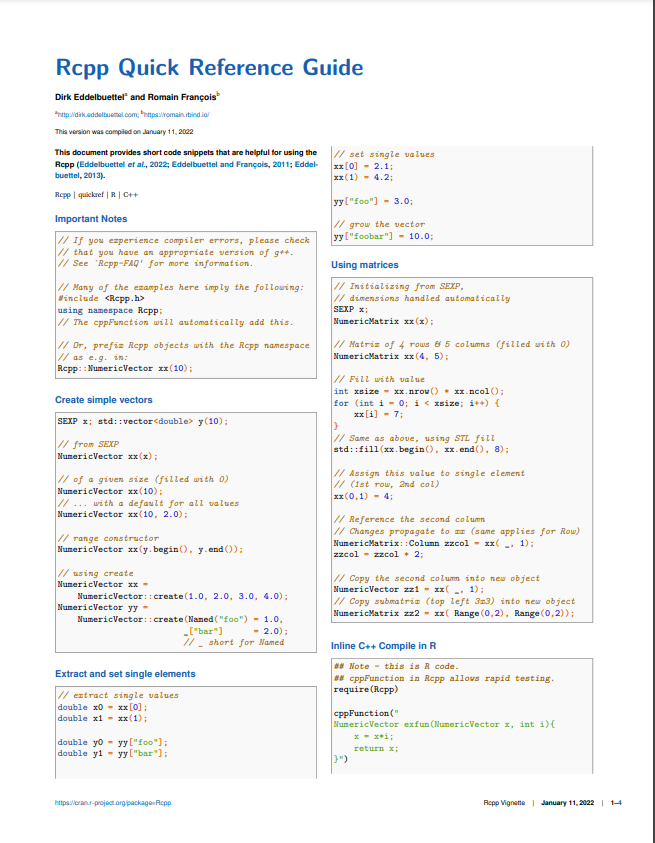 Rcpp Quick Reference